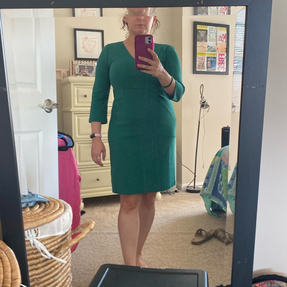 Boden Brontë Ottoman ribbed dress in emerald green